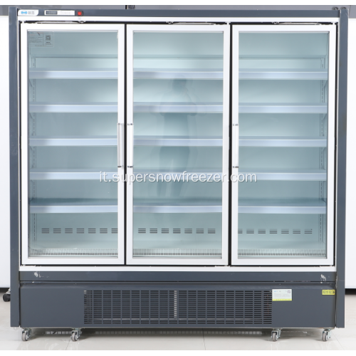 Congelatore per display a doppia porta in vetro supermercato